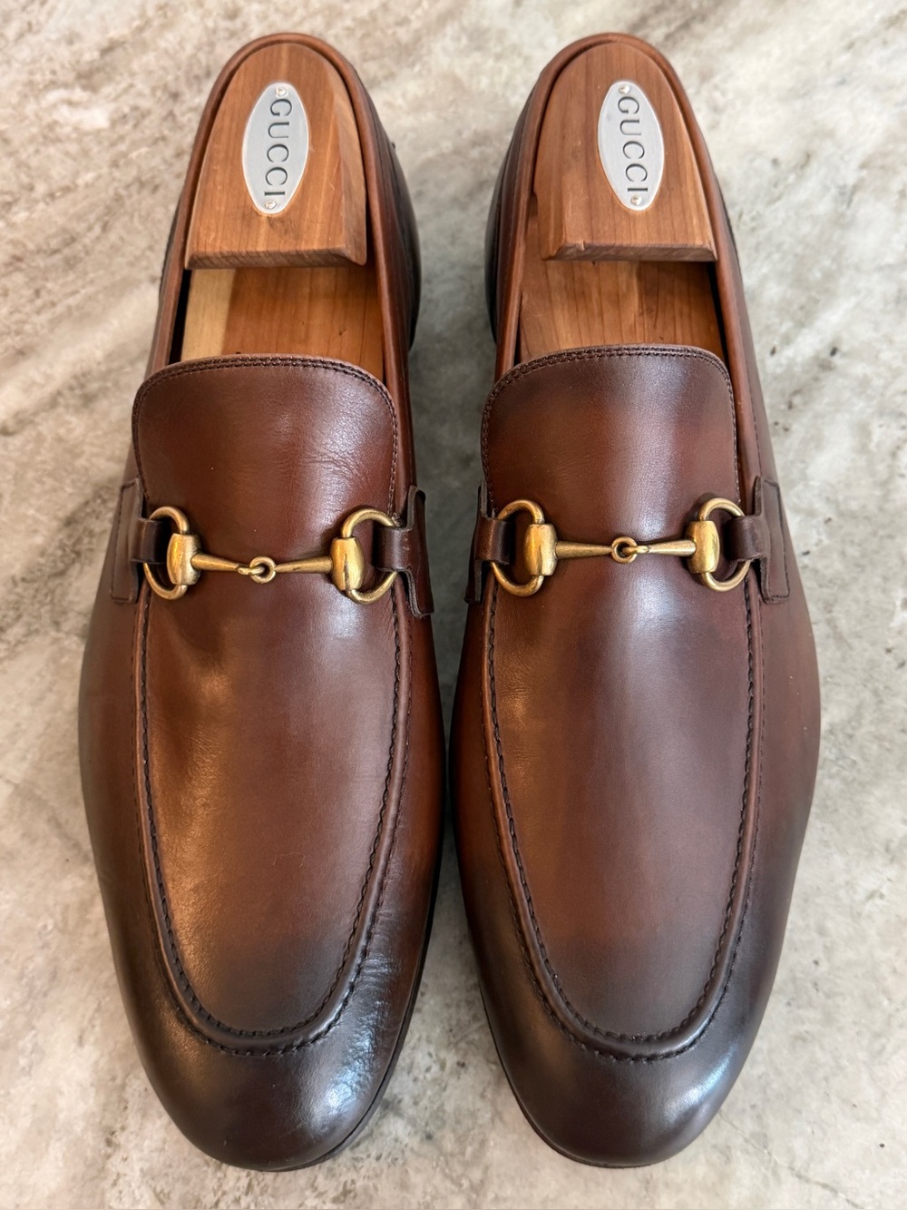 GUCCI Jordaan Horsebit Brown Leather Loafer 10 / 10.5 US Moccasin $1100